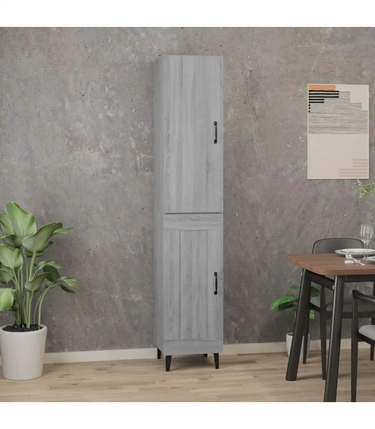 Sideboards high sideboard Sonoma gray plywood 34,5x34x180 cm