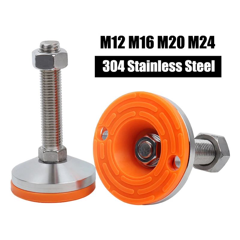 1Pcs Heavy Levelling Adjustable Feet M16 M20 M24 M30 Screw Stainless Steel Base 120mm 150mm With 2 Hole