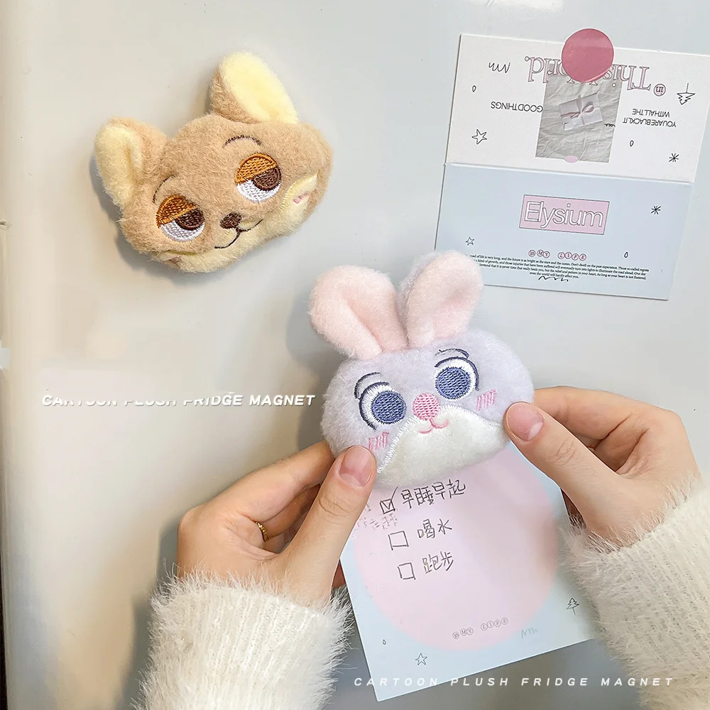 

Disney Zootopia Nick Wilde Judy Hopps Plush Doll Refrigerator Magnet Home Decor Ornaments Christmas Magnetic iron door toy