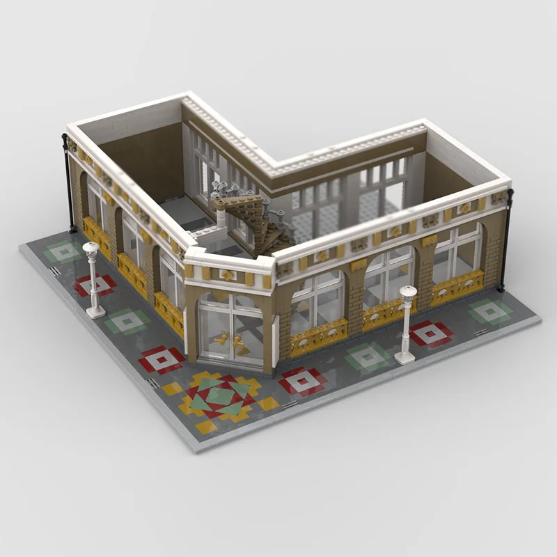 City Street View Model MOC Building Bricks Gallery Architecture Modular Technology Children Holiday Gifts Assemble Toys Suit