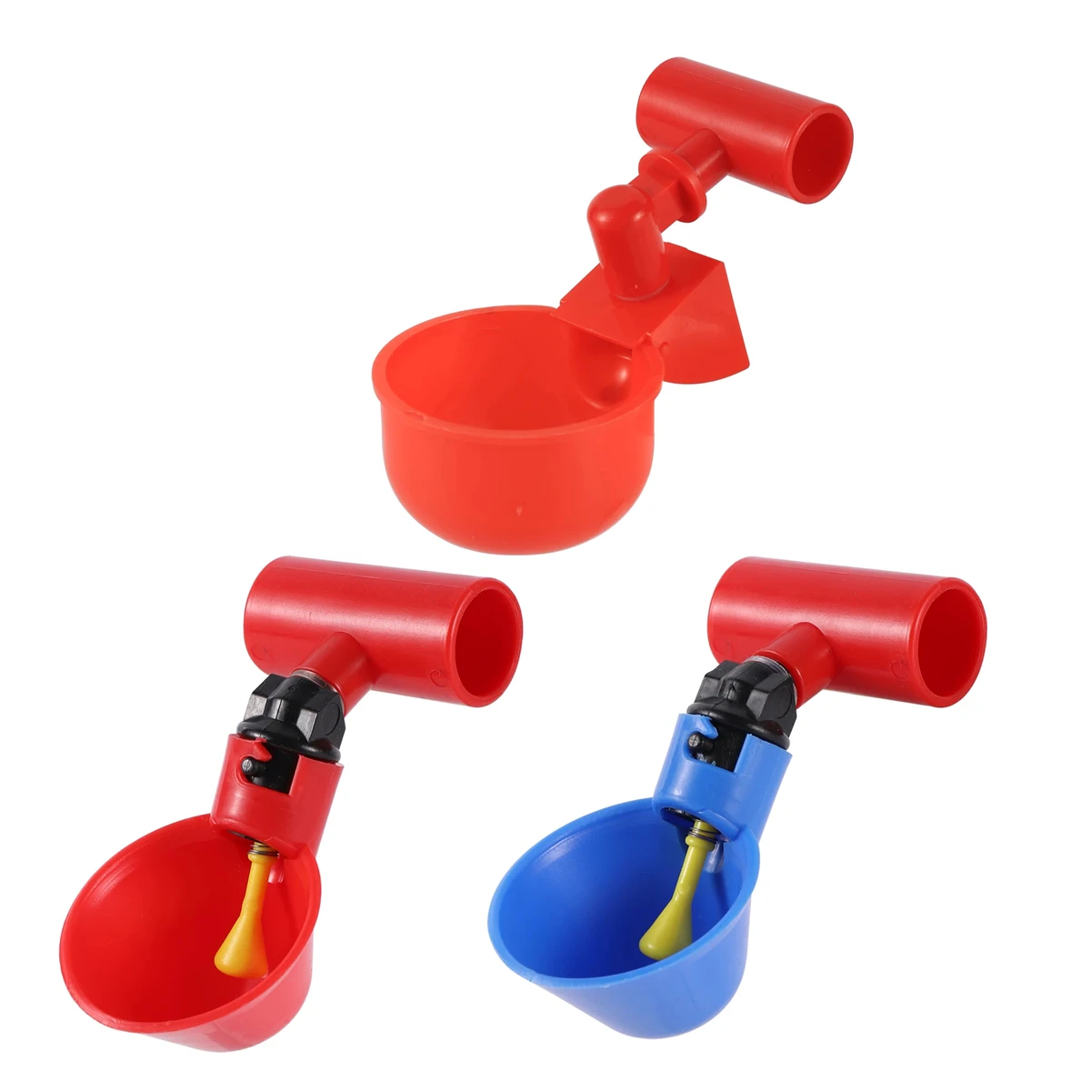 Copo automático para beber aves, interface de rosca de 9mm com parafuso e kit t vermelho id20mm, frango, pato, codorna, pombo, tigela de água, 2 peças
