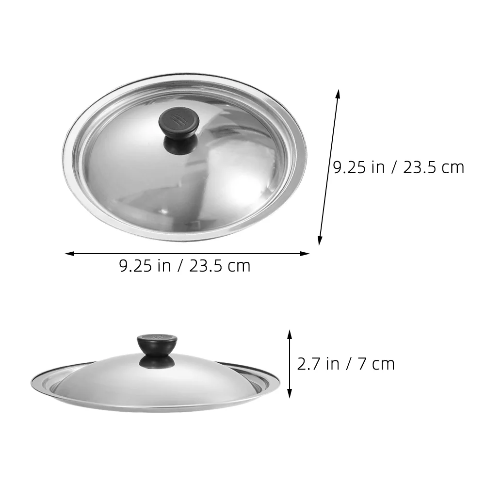 2 Pcs Deep Frying Pan Pot Cover Lid for Skillet Lids Universal Covers Cooking Silver Stainless Steel Replacement Travel