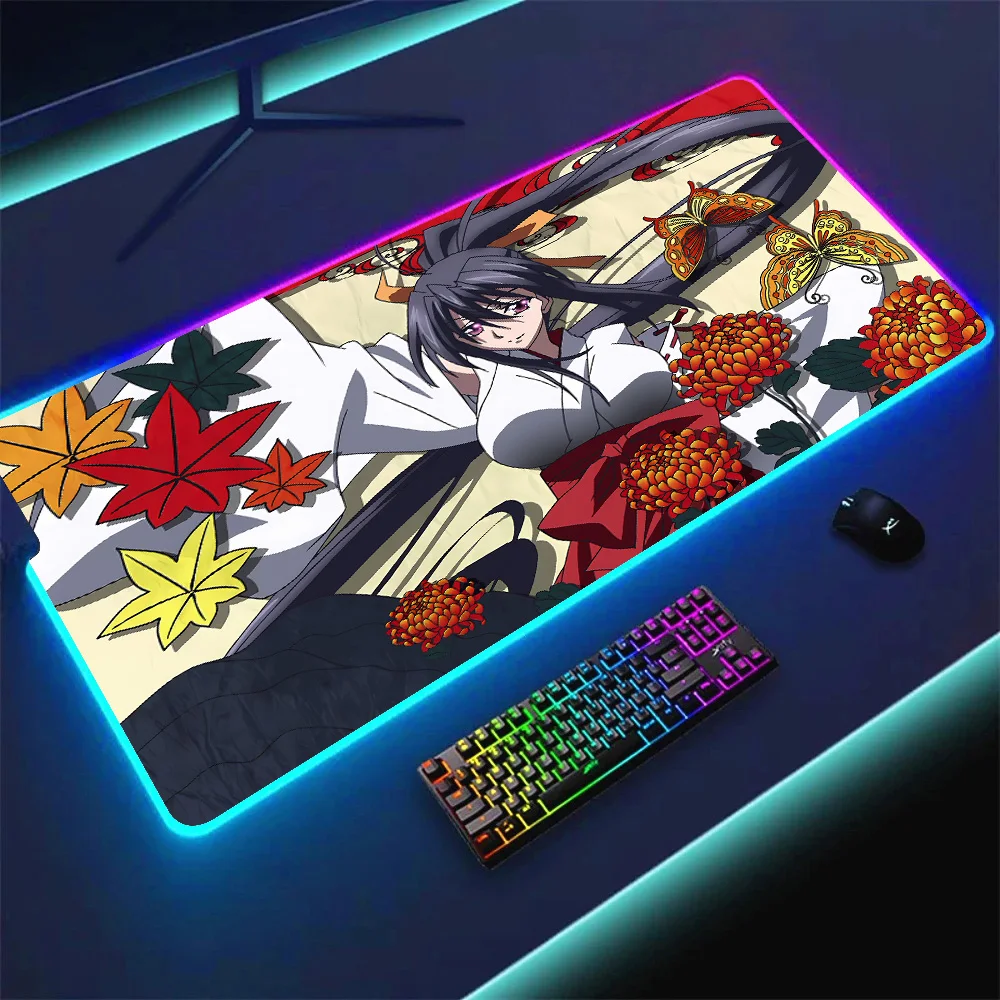 Anime High School DXD Mouse Pad RGB Anime teclado LED Carpet Gloway Mesa with USB Backlight Game Room Accessories PC MousePad