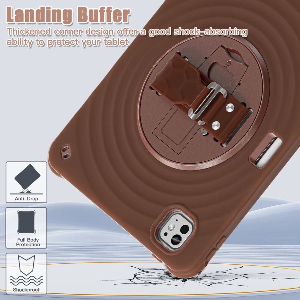 

Ripple Cases For iPad Pro11 Pro 11 2025 2024 M5 M4 Tablet Case A3358 A2836 A2837 Cover Portable Rotating Stand Silicone PC Shell