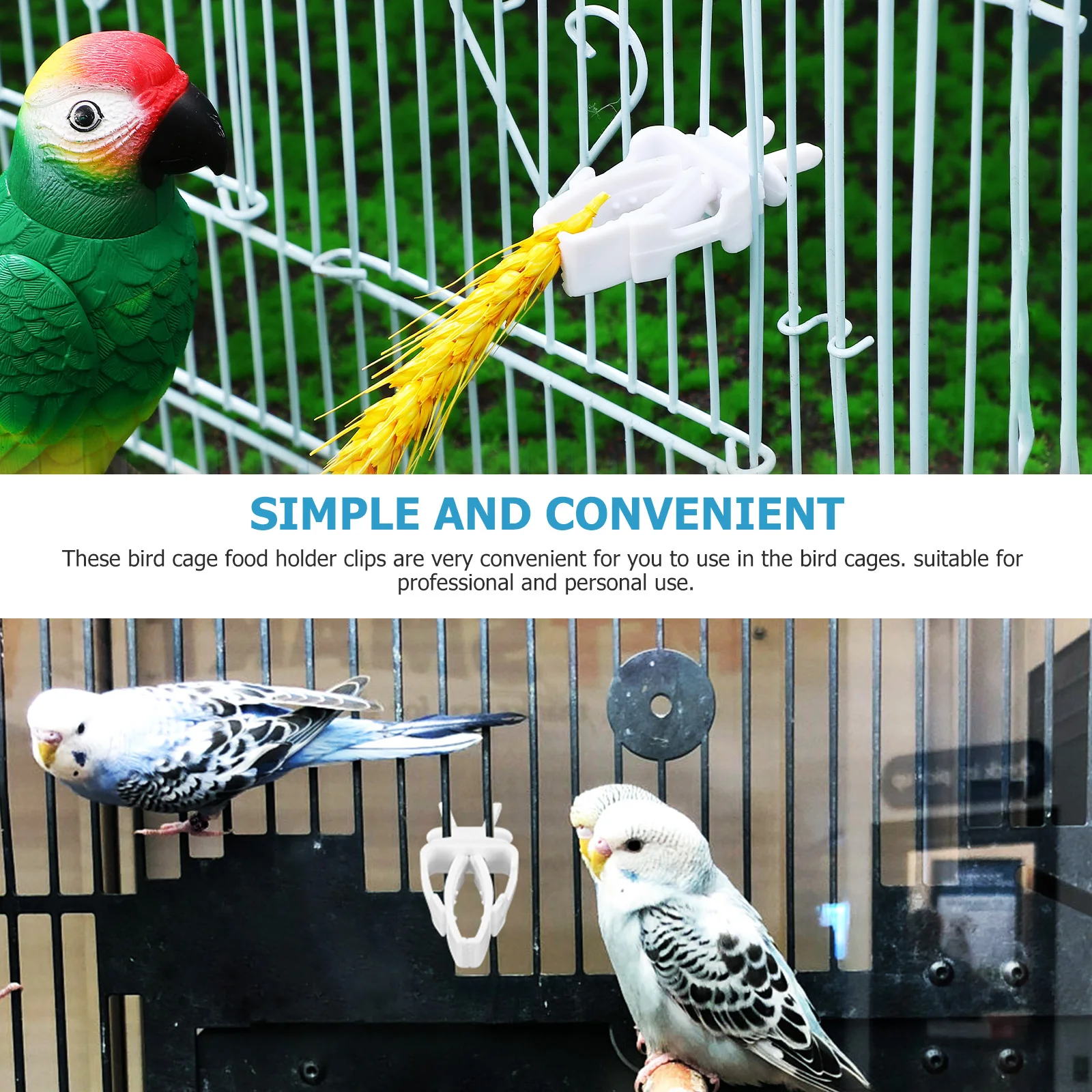 

4pcs Bird Cage Clips Durable ABS Reliable Safe Universal Feeder Accessories Parakeets Cockatiels Canaries Food Holder Vegetable