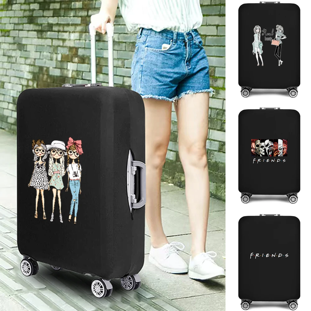 Travel Suitcase Protective Cover for 18\'-28\' Luggage Case Travel Accessories Elastic SUitcase Dust Cover Friends Pattern Printed