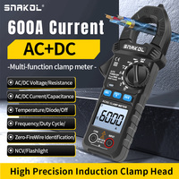 Snakol Digital Clamp Meter 600A Current True RMS Smart Plier ammeter Auto Rang 6000 Multimeter DC AC Voltage Hz Ohm NCV Tester