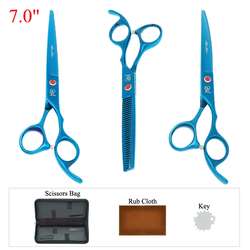 7 inch Meisha Japan Steel Dog Grooming Scissors Kit 3pcs Pet Straight Curved Cutting Thinning Shears Pet Hair Scissors B0023A