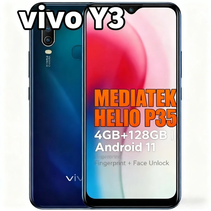 สมาร์ทโฟน Vivo Y3 หน้าจอ 6.35 นิ้ว กล้องหลัง AI สามเลนส์ 13MP ช่องเสียบหูฟัง 3.5 มม. แบตเตอรี่ 5000mAh รองรับชาร์จเร็ว