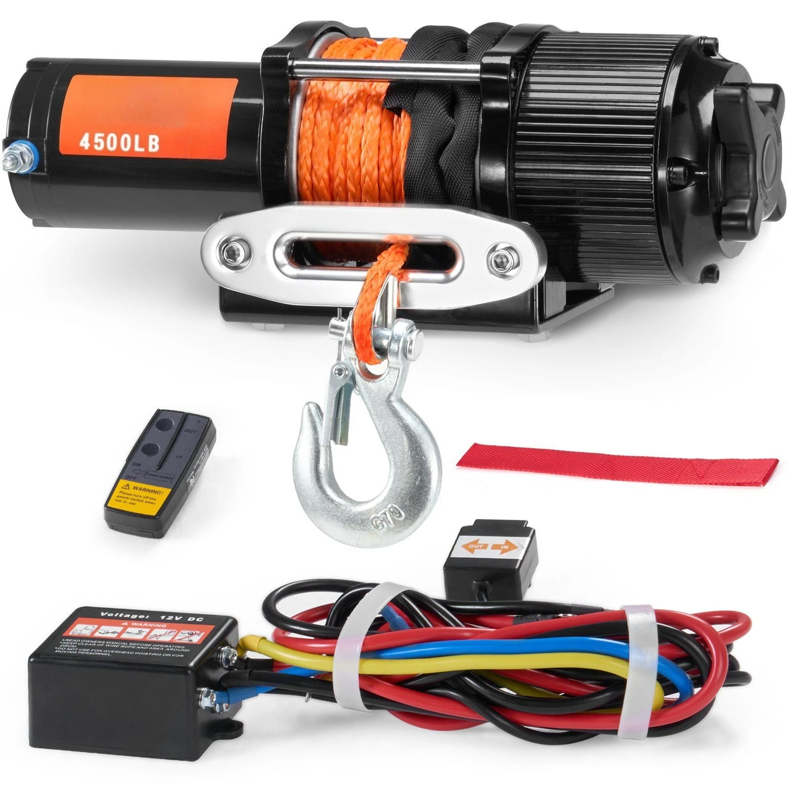 

Electric Winch ATV UTV 4500 lb Synthetic Rope Wp Control
