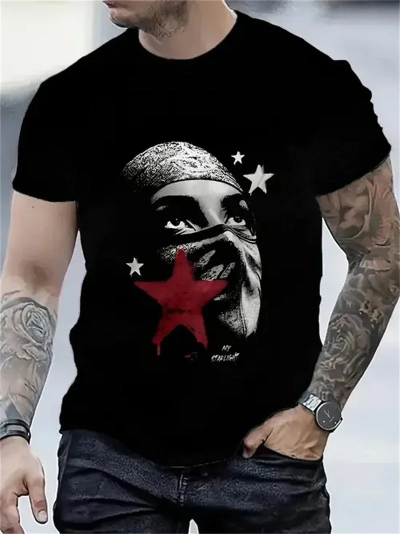 Men's Black Gray Gradient Dot Print T-Shirt Crew Neck Short Sleeve Casual Streetwear Breathable Tee