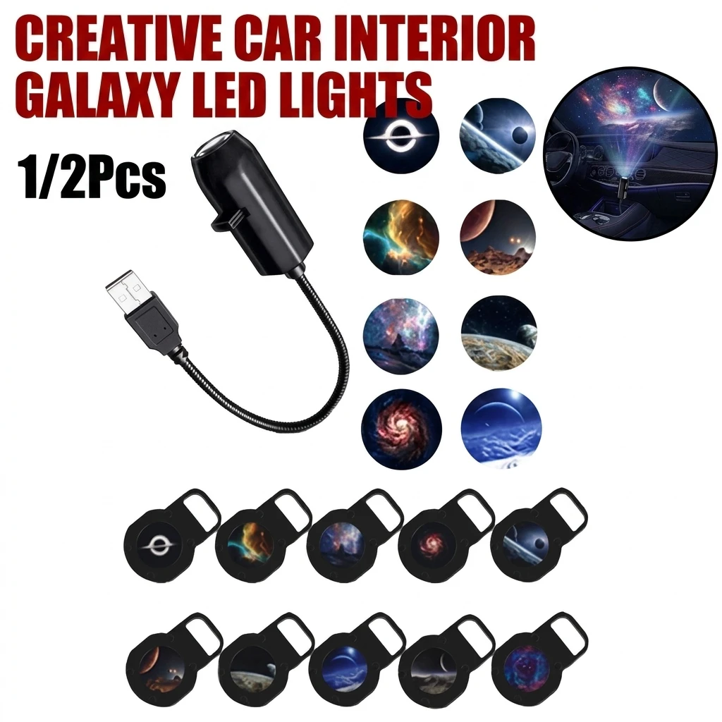 1/2Set ED Galaxy Projection Light 1 Light+10 Pictures Change, LED Galaxy Projector, Starry Sky Lighting Night Light