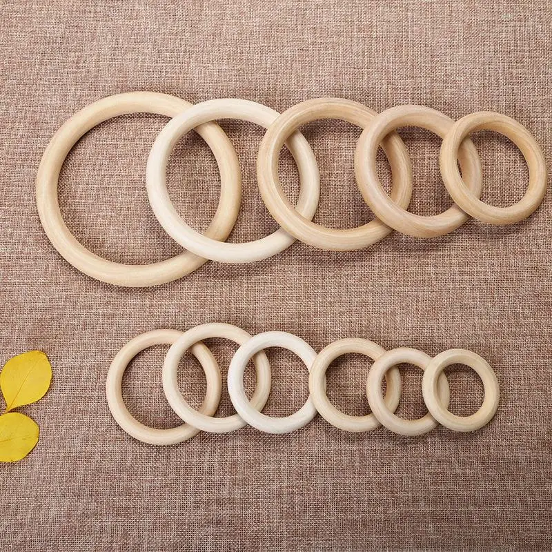 Wooden Ring Circle Natural Wood DIY Handicraft Decoration Baby Teether Rodent Teething Ring Montessori Toy Ornaments Accessories