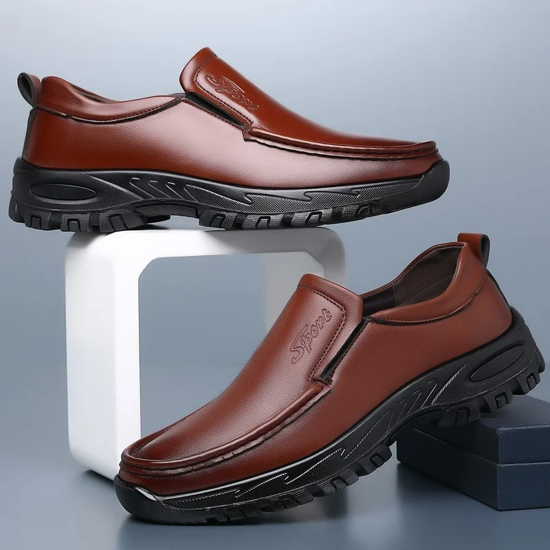 

Handmade Shoes Genuine Leather Casual Shoes For Men Flat Platform Walking Shoes Outdoor Footwear Loafers Breathable Sneakers