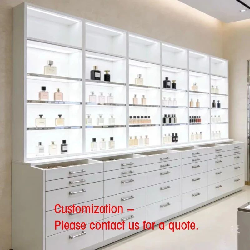 

custom.Custom Modern Cosmetics Shelf Design Cosmetic Rack Display Beauty Salon Hair Salon Furniture Perfume Shop Tall Display Ca