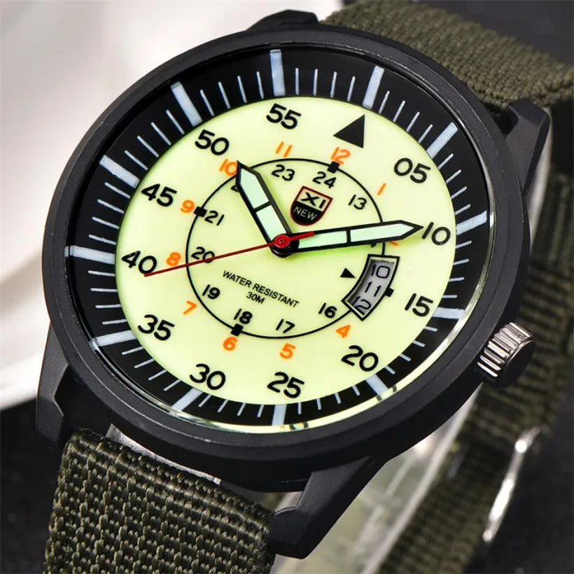 XINEW-reloj de cuarzo luminoso para hombre, cronógrafo analógico con correa de nailon, militar, deportivo, con fecha, novedad de 2022