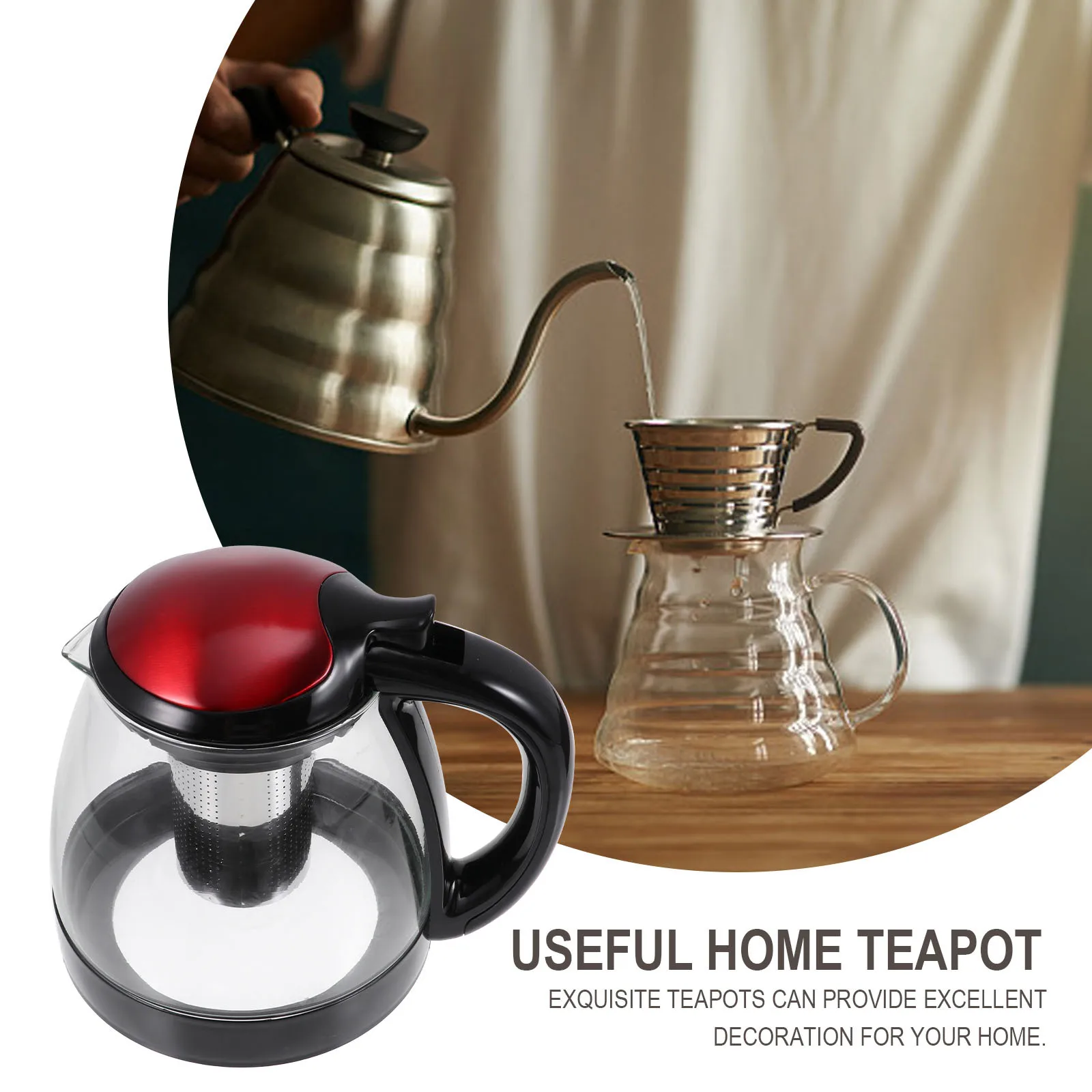 

1Pcs Heat-Resistant Teapot Home Use Red Easy to Use High-Quality Material Heat-Resistant Teapot Tea Kettle