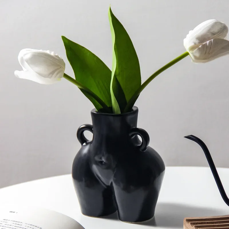 Body shape creative ceramic butt vase dried flower arrangement simple modern art home decoration