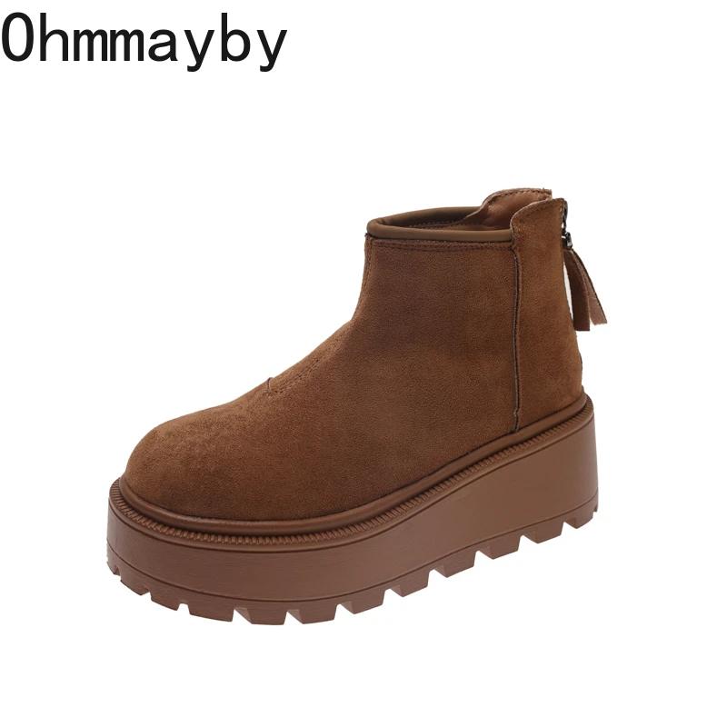 الخريف الشتاء خمر القطن الدافئة النساء حذاء من الجلد منصة الموضة الارتفاع زيادة أفخم أحذية بوت قصيرة botines الفقرة mujeres