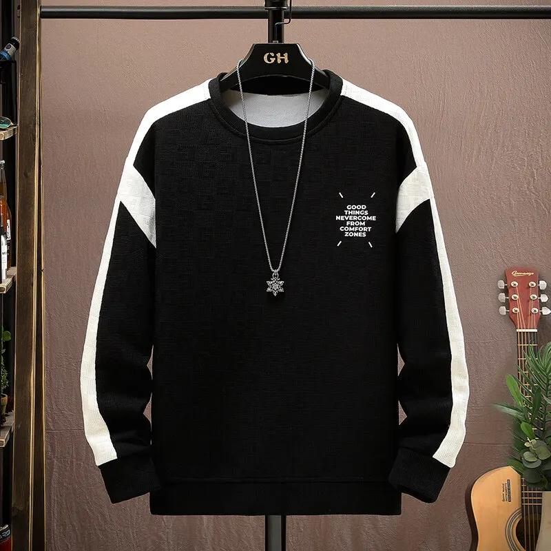 

2025 Autumn/Winter New High Quality Men's Jacquard Letter Round Neck Hoodie Bottom Shirt Top Hoodie