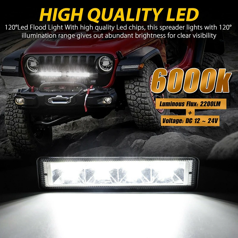 Car LED Work Lights DRL Spotlight 72W High Bright Waterproof Light Universal Auto Offroad SUV Truck Headlights Driving Lamp