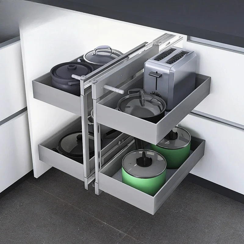 Armoires à paniers d'angle, paniers à condiments, étagères d'angle de cuisine