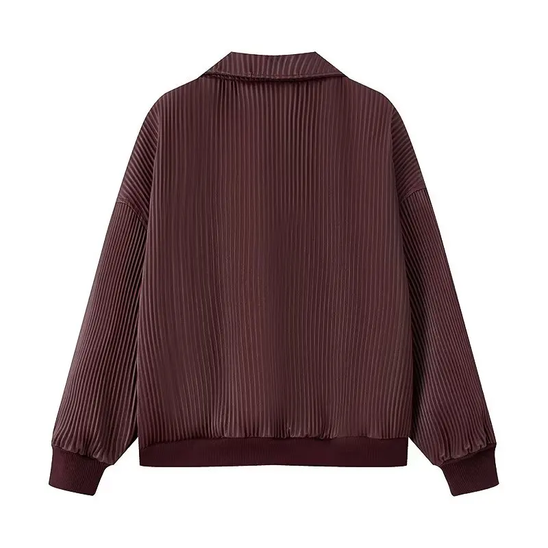 Chaqueta corta con cremallera de invierno para mujer, abrigo corto de piel, chaqueta a rayas con cuello vuelto, prendas de vestir exteriores para mujer, prendas de vestir cálidas para mujer, Tops cálidos