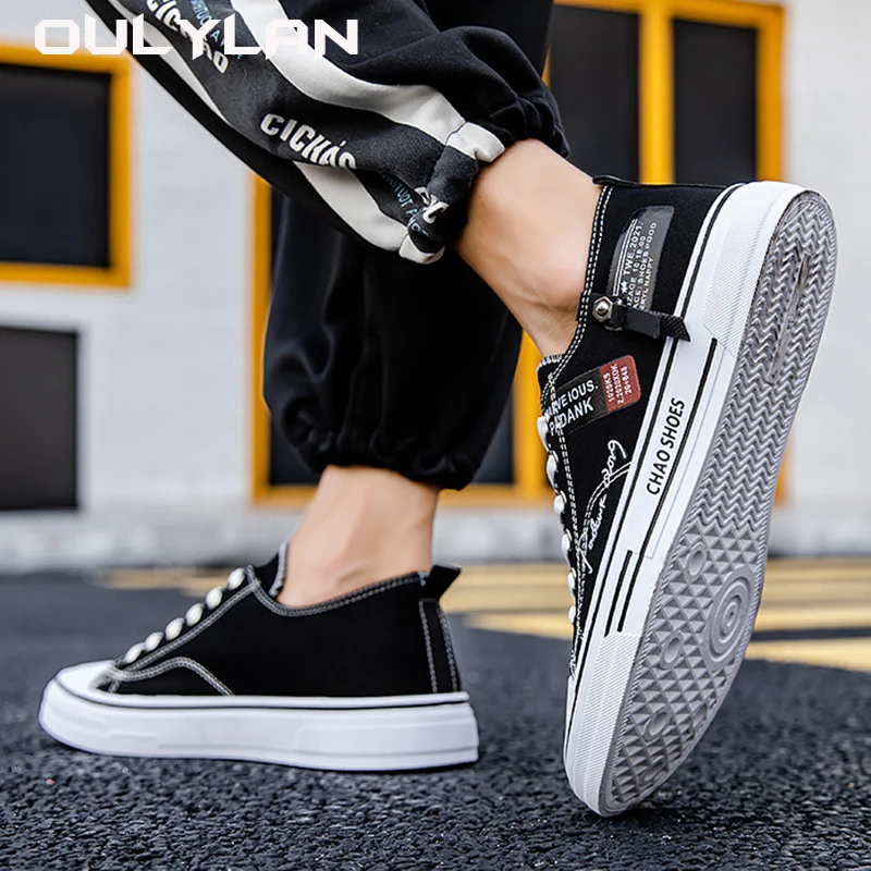 NEW Men's Breathable Shoes Casual Cloth Summer Men's Canvas ShoesClassic Style Trendy Black White Lightweight Low Top Board Sh