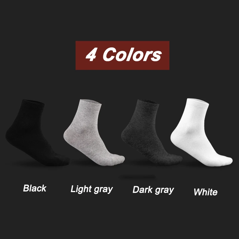 LKWDer Men Socks Solid Color Plus Large Big Size EU 45-52 Long Tube Crew Business Socks 5 Pairs Classic Men Winter Socks