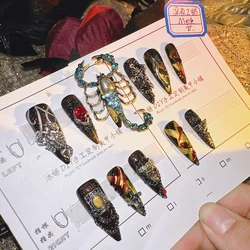 Handmade  Press on Nails Real time Photo of Heavy Industry Late Night Scorpion Subculture Scorpion Wearing Armor Dark  Personal