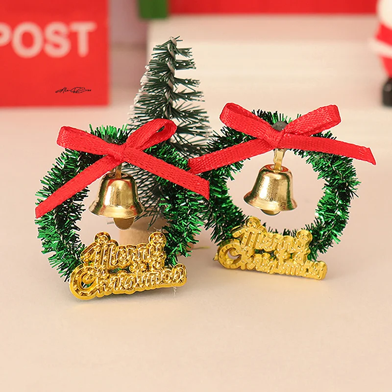 

2Pcs Dollhouse Miniature Christmas Wreath Tree Wreaths Hanging Home Decor Accessories Toy Pretend Play Toy