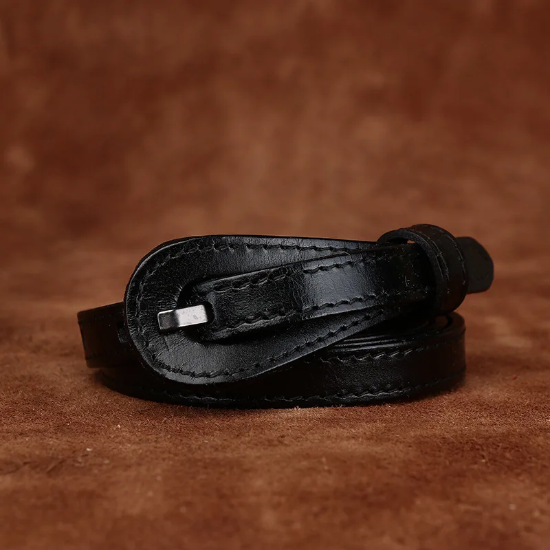 Women's 1.3cm wide genuine leather hypoallergenic belt trendy simple versatile retro pure leather pants belt waist skirt belt