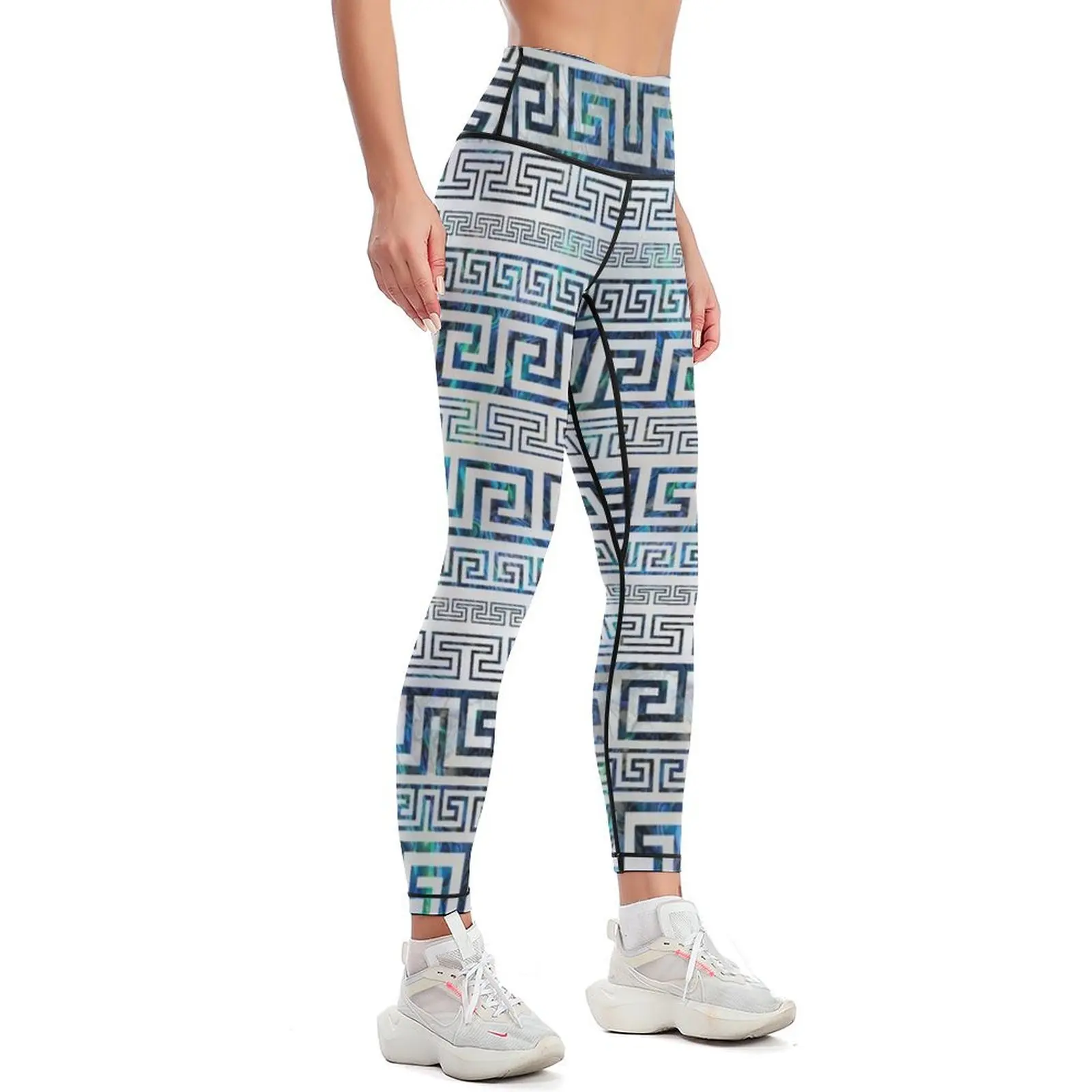 Greek Meander Pattern - Greek Key Ornament Leggings fitness set gym sports shirts gym leggins push up woman Womens Leggings