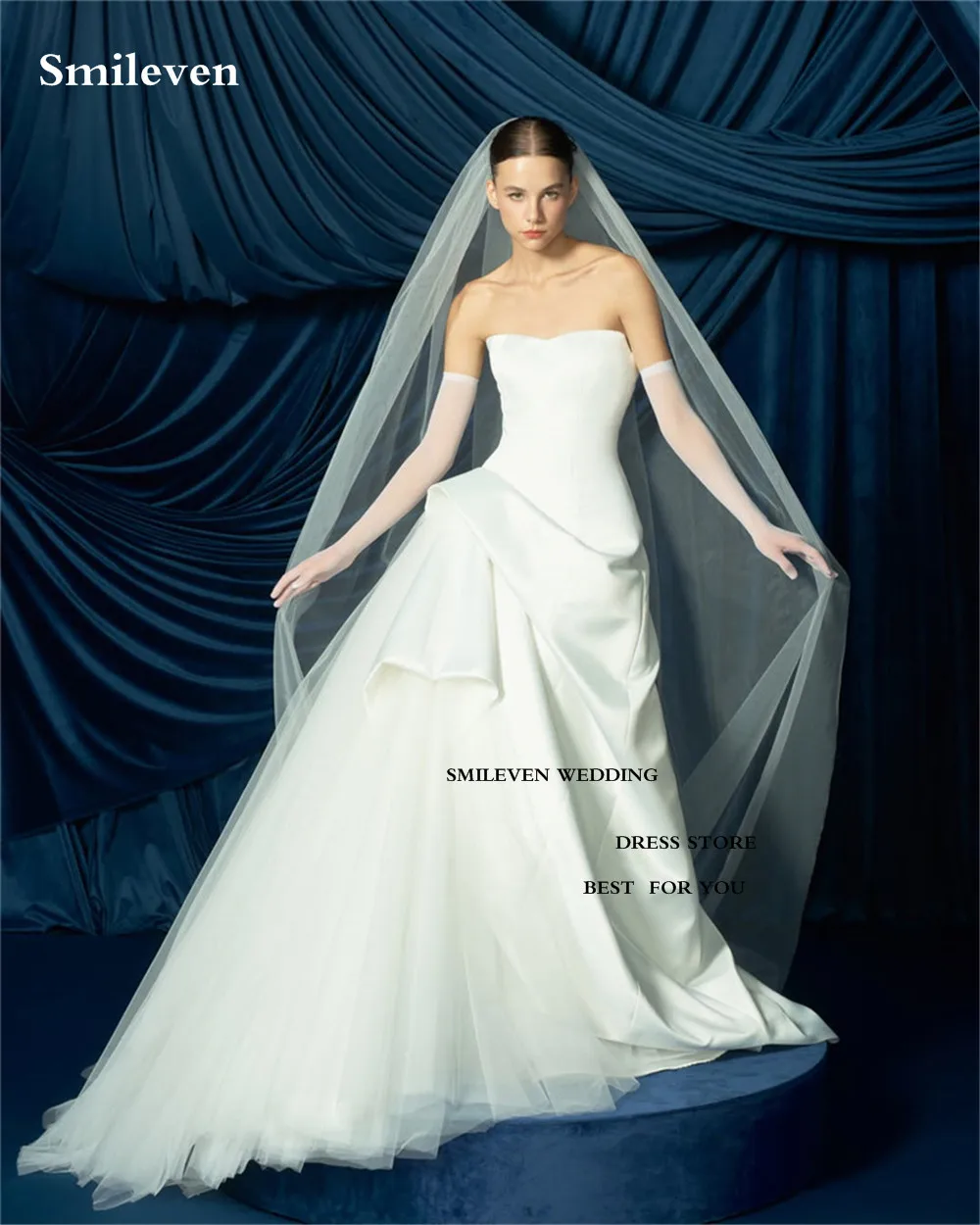 Suknia ślubna Smileven, skromna, fason litery A, bez ramiączek, warstwowa, Vestido de novia, suknie ślubne szyte na miarę