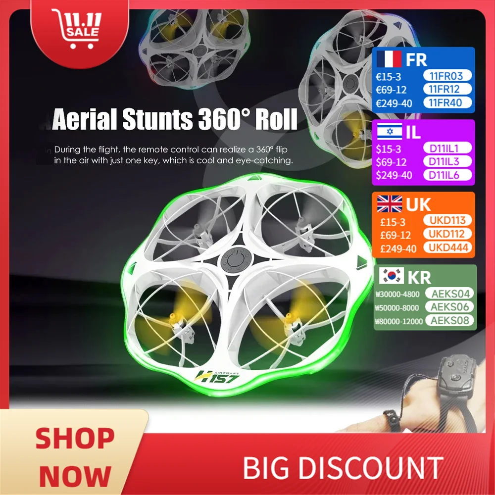 

H158 Mini UFO Drone | Remote + Watch Dual Control | 4-Axis Quadcopter | RGB LED | 360° Flip | Obstacle Avoidance | Kids Toy