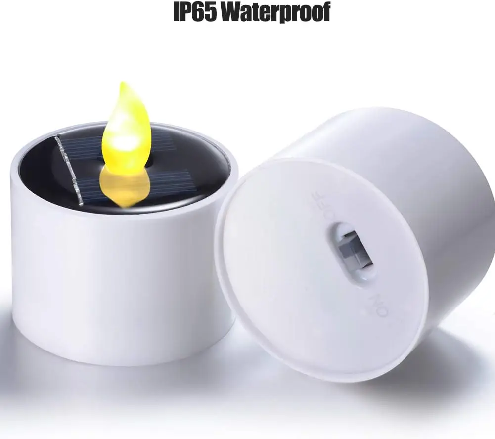 Lámparas solares, luces de té, luz LED tipo vela para exteriores, energía impermeable, iluminación parpadeante electrónica, decoración para fiesta de boda y jardín
