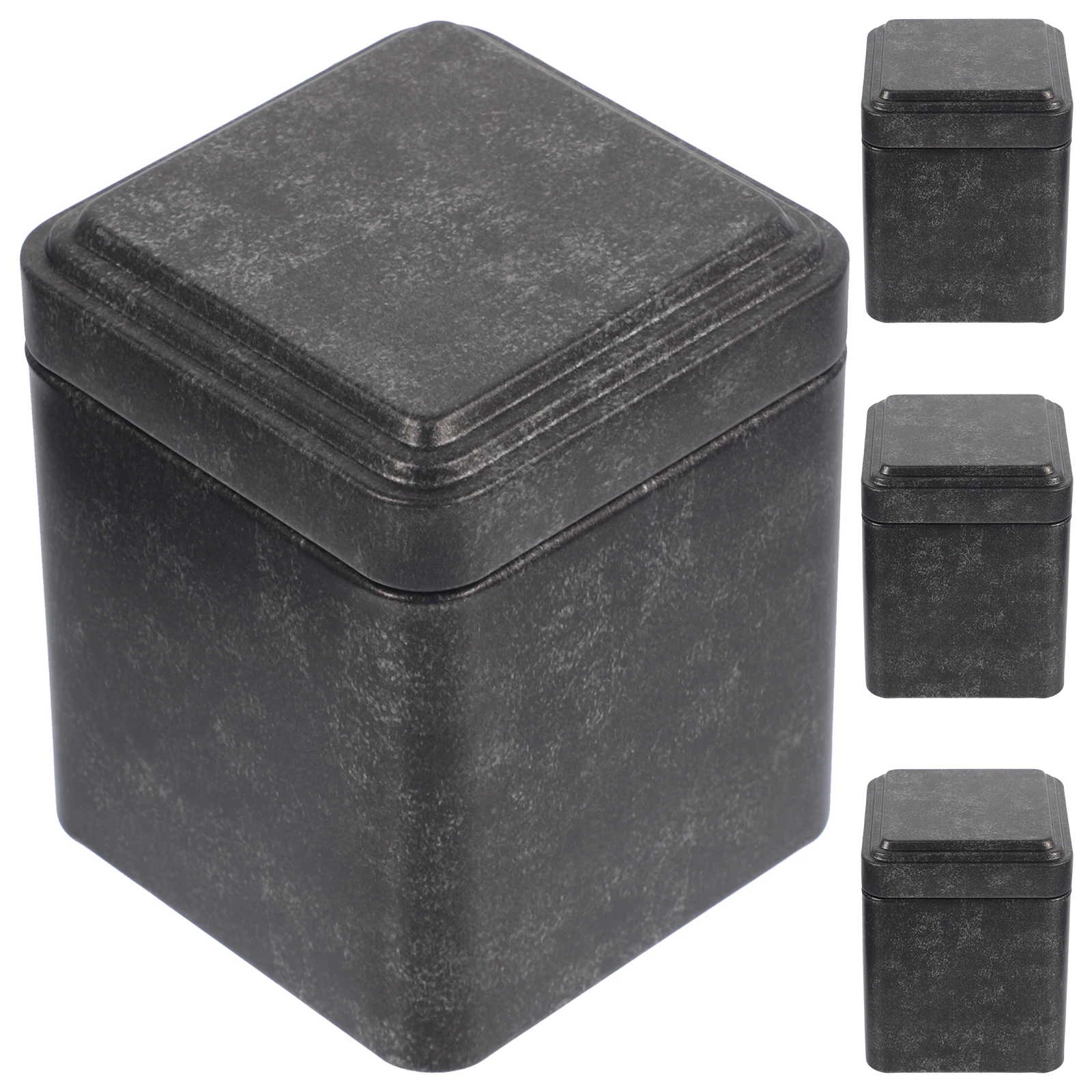 

4pcs Silver Candy Gift Boxes 50g Sealed Tea Jars Small Spice Containers Elegant Design Tinplate Material Kitchen Storage