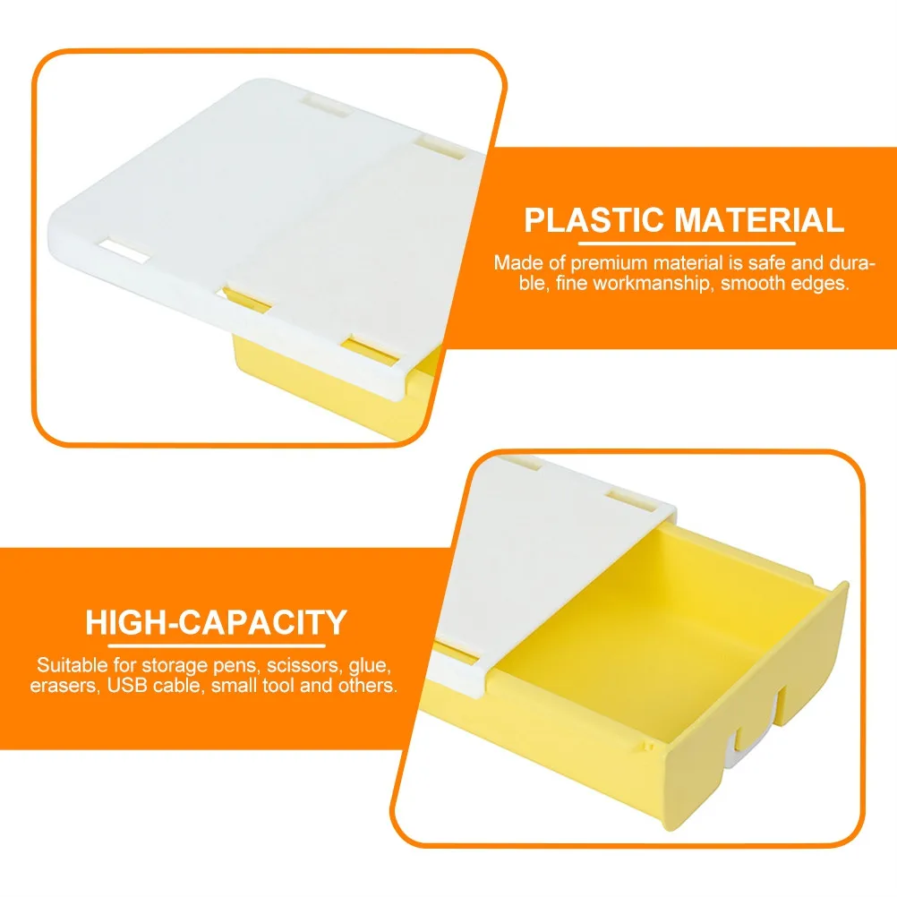 Under Desk Drawer Hidden Slide Out Organizer Self-Adhesive Storage Box for Pens Scissors USB Cable Table Bottom Storage