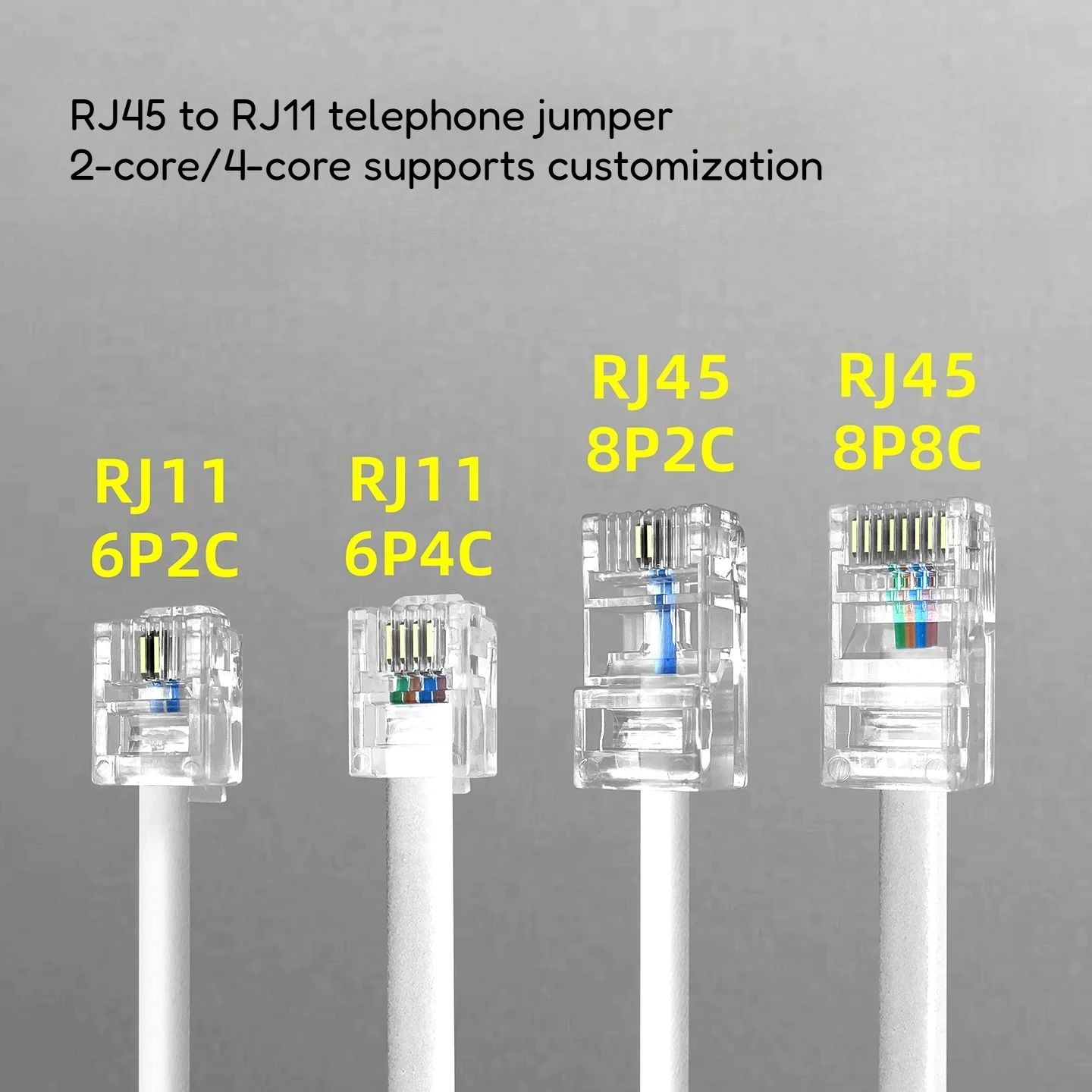 8P4C RJ45 To 6P4C RJ11 Telephone Jumper Line 2-core 4-core Telephone Cable Network Head To Telephone Crystal Head Wire 8P2C 6P2C