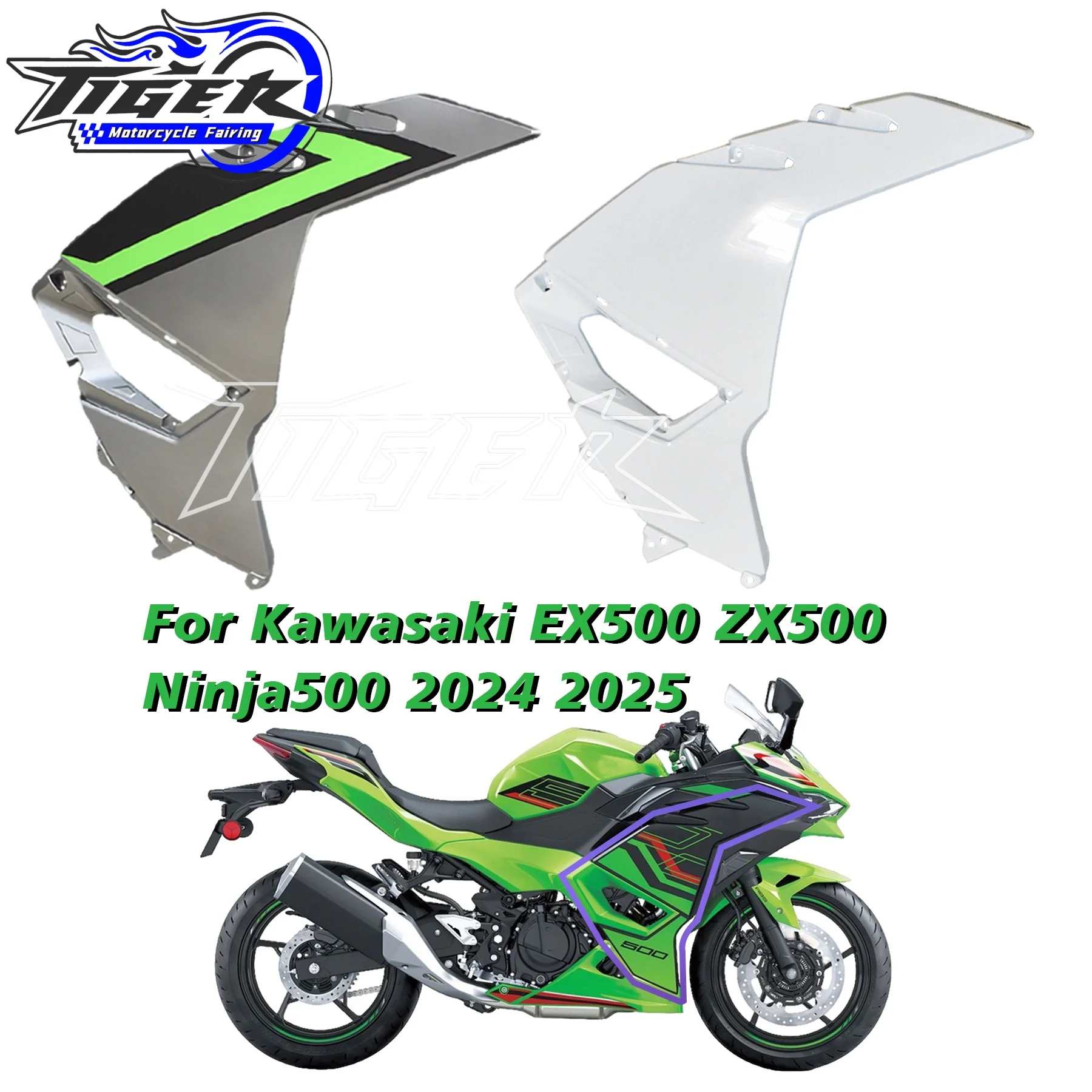 

Injection Side Cover For Kawasaki EX500 ZX500 Ninja500 2024-2025 Side Fairing Side panel Side protector Motorcycle Parts Molde