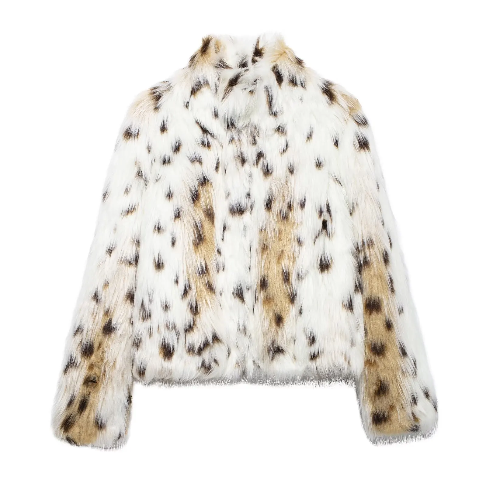 

High Quality Warm Women's Clothing 2025 New Style Lapel Faux Fur Short Coat Leopard Print Style Jacket