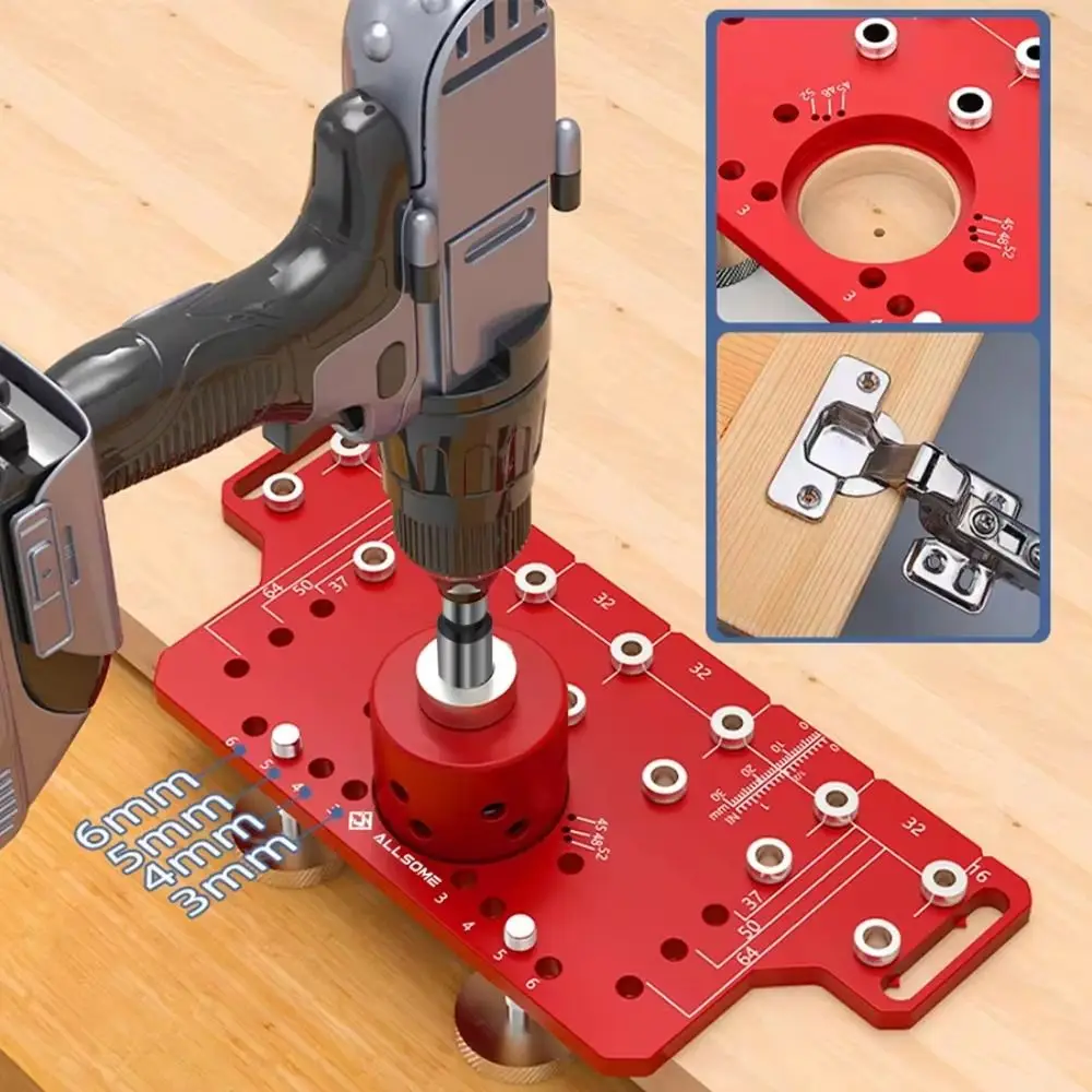 Adjustable Drilling Depth Drilling Guide Template Accurate Positioning Precise 2-in-1 Door Handle Drilling Guide Aluminum Alloy