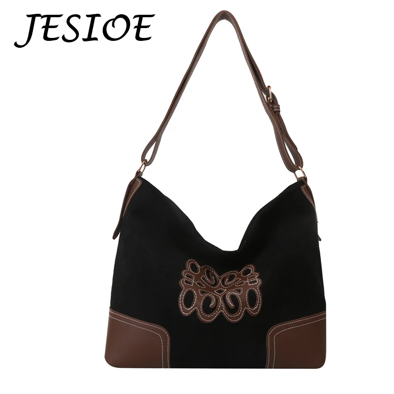 Tote Bags for Women Large Capacity Underarm Bag Ladies Vintage Handbag Female Shoppers Fashion Sticker Design Shoulder Bag Purse