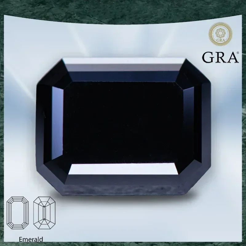 

Moissanite Stone Emerald Cut Black Color VVS1 with GRA Certificate Gemstone Charms Advanced Jewelry Making Materials