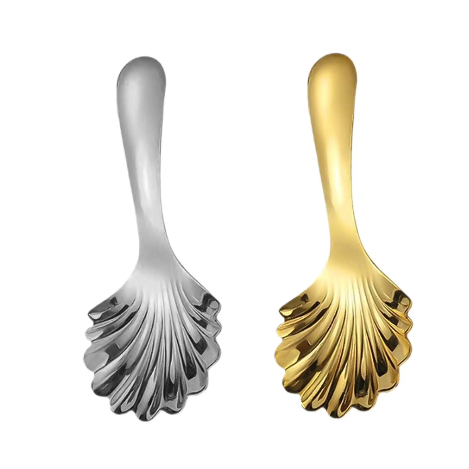 Tea Spoon Dessert Spoon, Shell Shaped Stainless Steel Portable Mini Spoon Short Handle Spoon for Tasting, Seasoning Cake