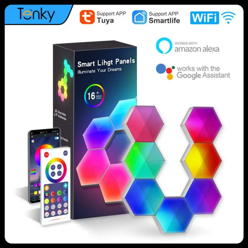 

Tuya Smart Home Wifi RGBIC LED Hexagon Light Indoor Wall Light APP Remote Control Support Alexa Google Home Assistant