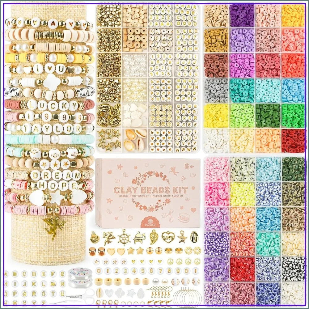

10800pcs Clay Beads for Bracelet Making Kit, 3 Boxes Jewelry Making Supplies with Letter Beads, DIY Arts and Crafts Gifts