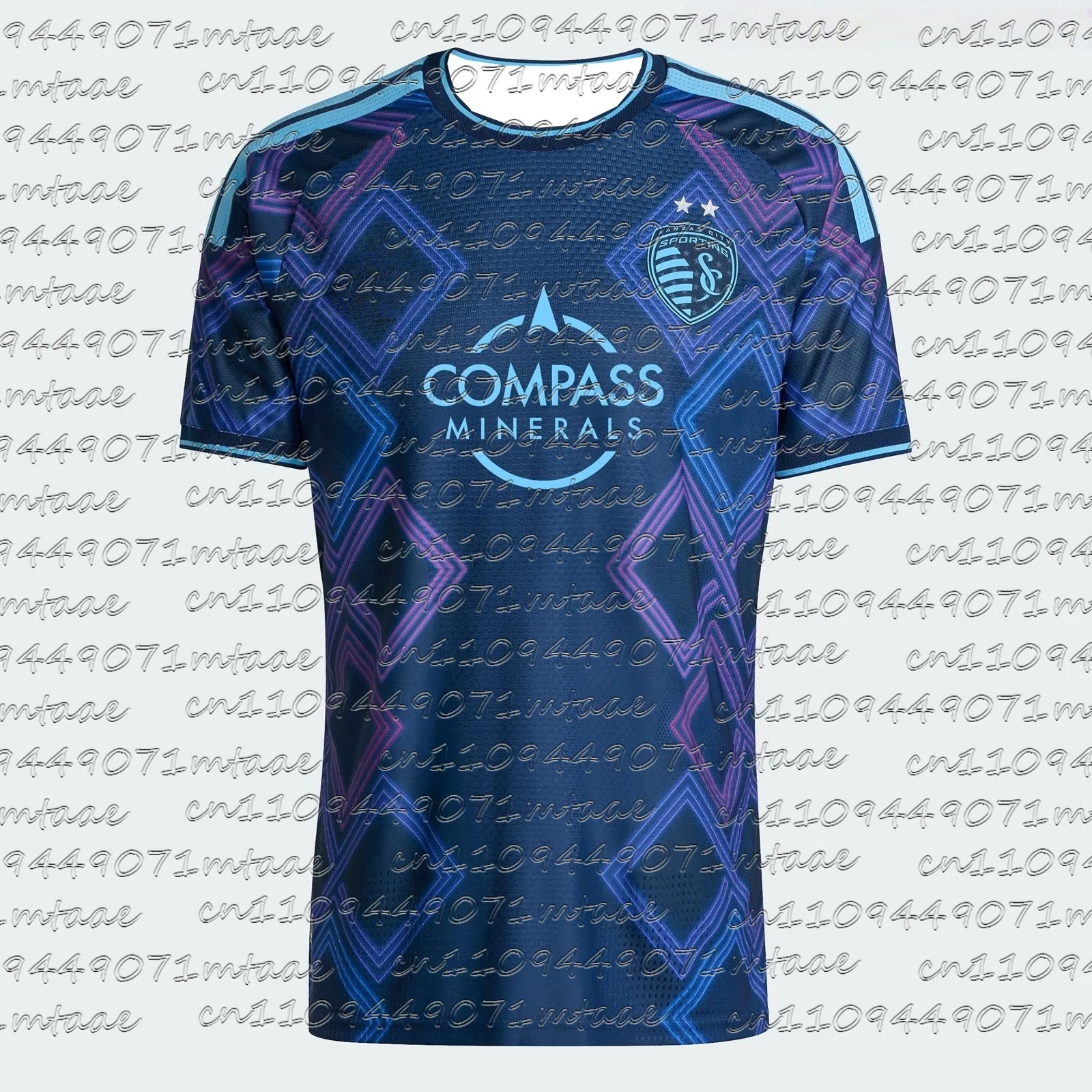 Sporting Kansas City 2025/26 Away Jersey Men's Soccer Shirt  Sponsor  Football Jersey Fan  Navy Purple Blue Diamond Pattern Kit