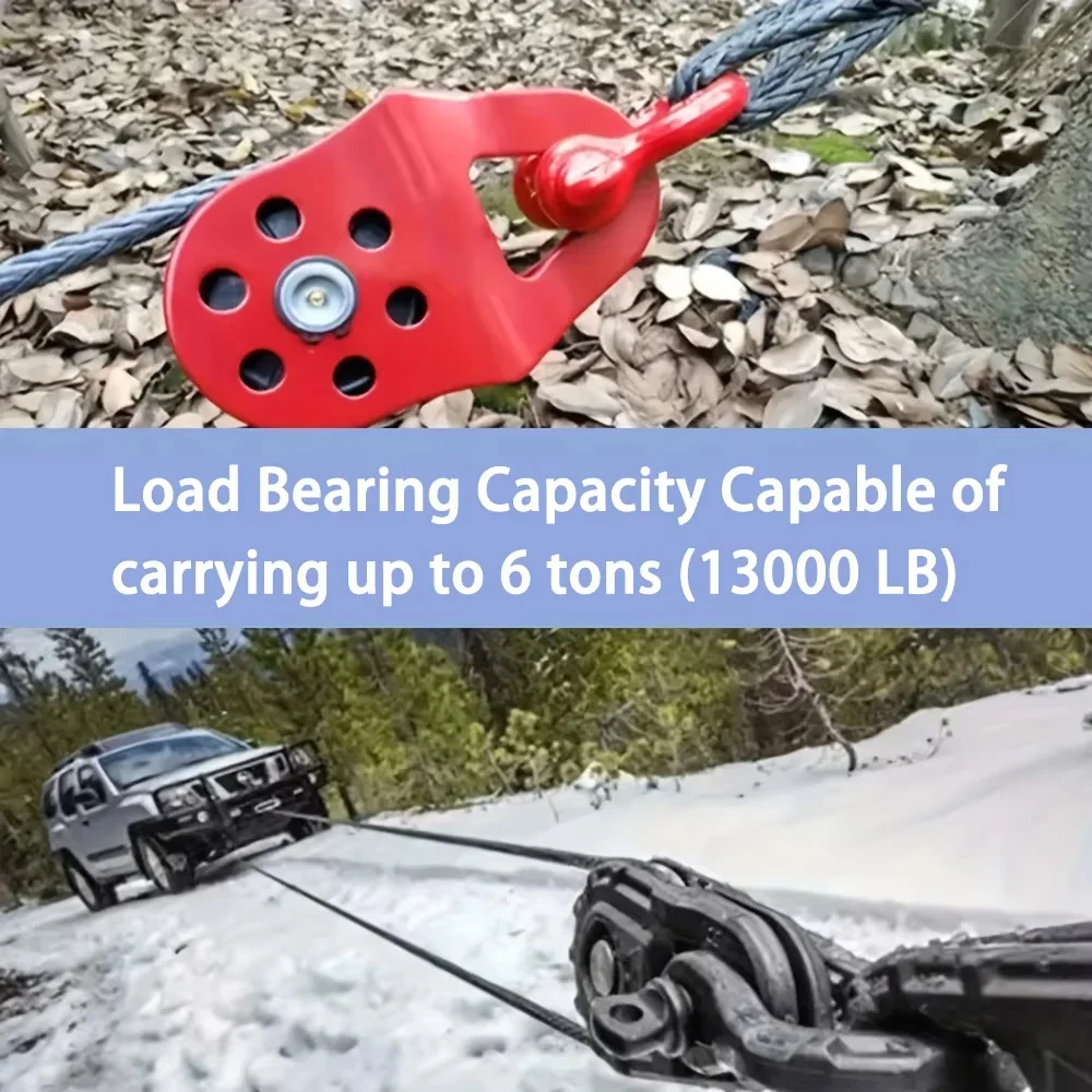 For Truck Tractor UTV Snatch Block Towing Pulley 6T Load Capacity Heavy Duty Winch Cable Pulley Recovery Offroad Accessories