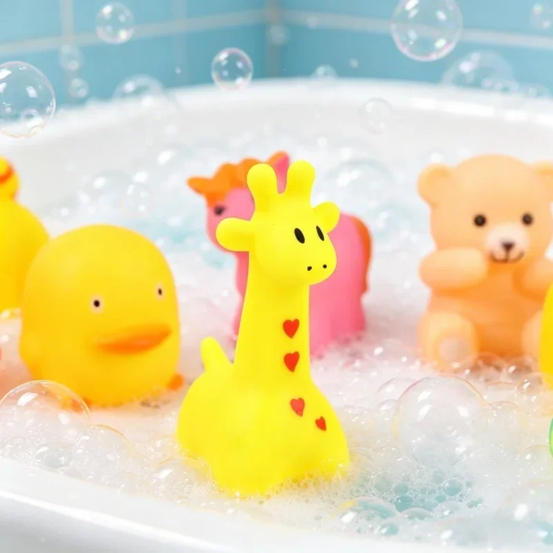13 peças de brinquedos de banho para crianças, animais fofos de borracha macia, flutuantes, com som, para brincar no banho, brinquedos divertidos, presentes para bebês e crianças pequenas